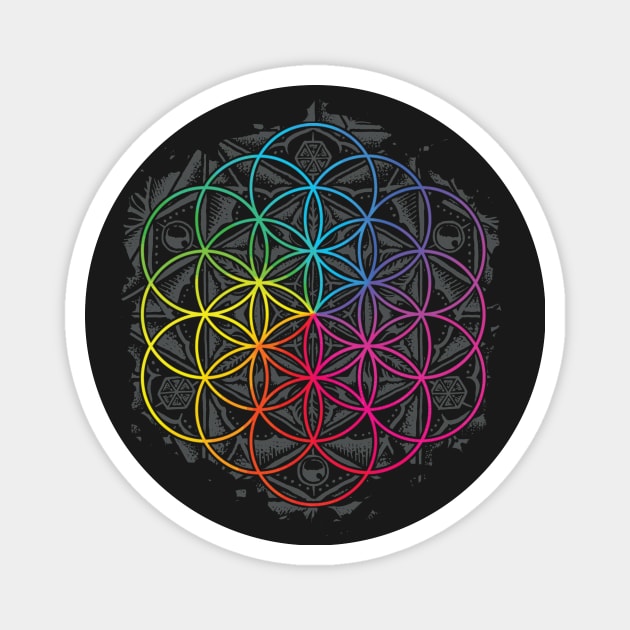 Sacred Geometry Flower of Life Mandala Color 2 Magnet by Roberto Jaras Lira